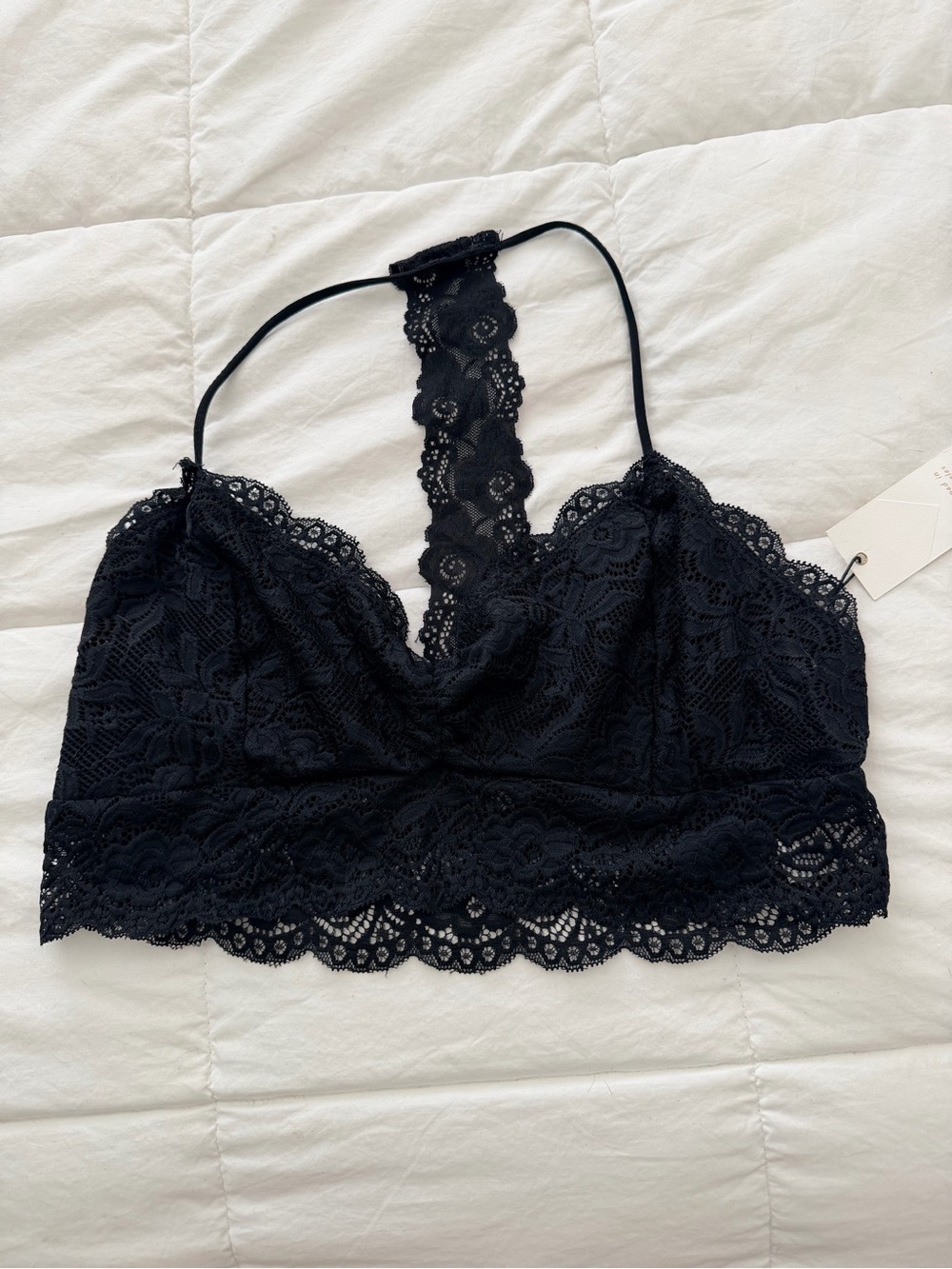 Active USA Black Lace Racerback Bralette L